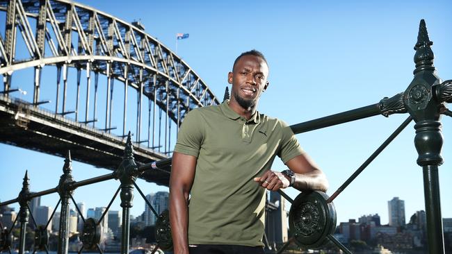 Usain Bolt takes in Sydney sights yesterday: “I push myself in everything I do.”  Picture: Tim Hunter