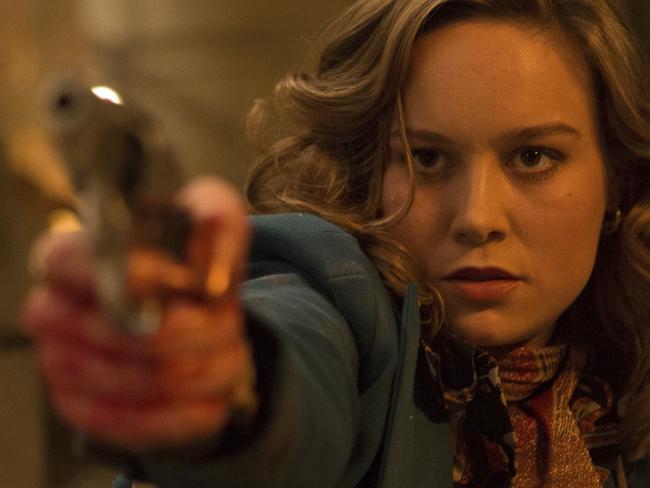 This image released by A24 shows Brie Larson in a scene from "Free Fire." (Kerry Brown/A24 via AP)