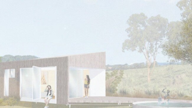 An artist's impression of the south elevation of one of the six tourist cabins approved for 533 Bangalow Rd in Talofa. The proposal will go before Byron Shire Council on October 15.