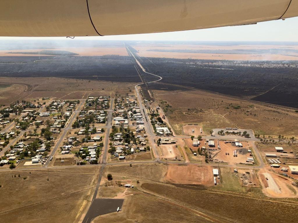 The Queensland Fire Department's aerial photos of an out-of-control bushfire near Dirranbandi. Picture: Contributed