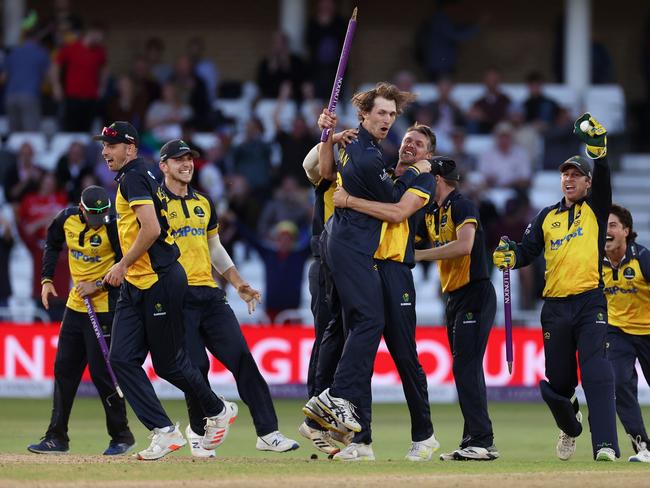 Nick Selman celebrates the Royal London Cup with Welsh club Glamorgan.