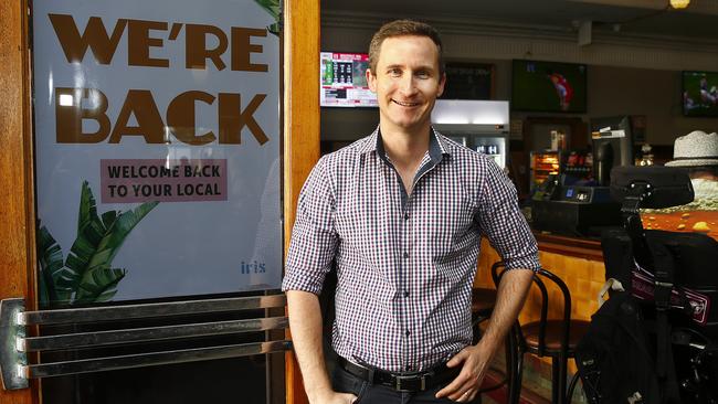 Hotel Steyne Licensee Glen Pocklington. Hotel Steyne in Manly after opening for first time since the March 23 COVID-19 lockdown. Picture: John Appleyard