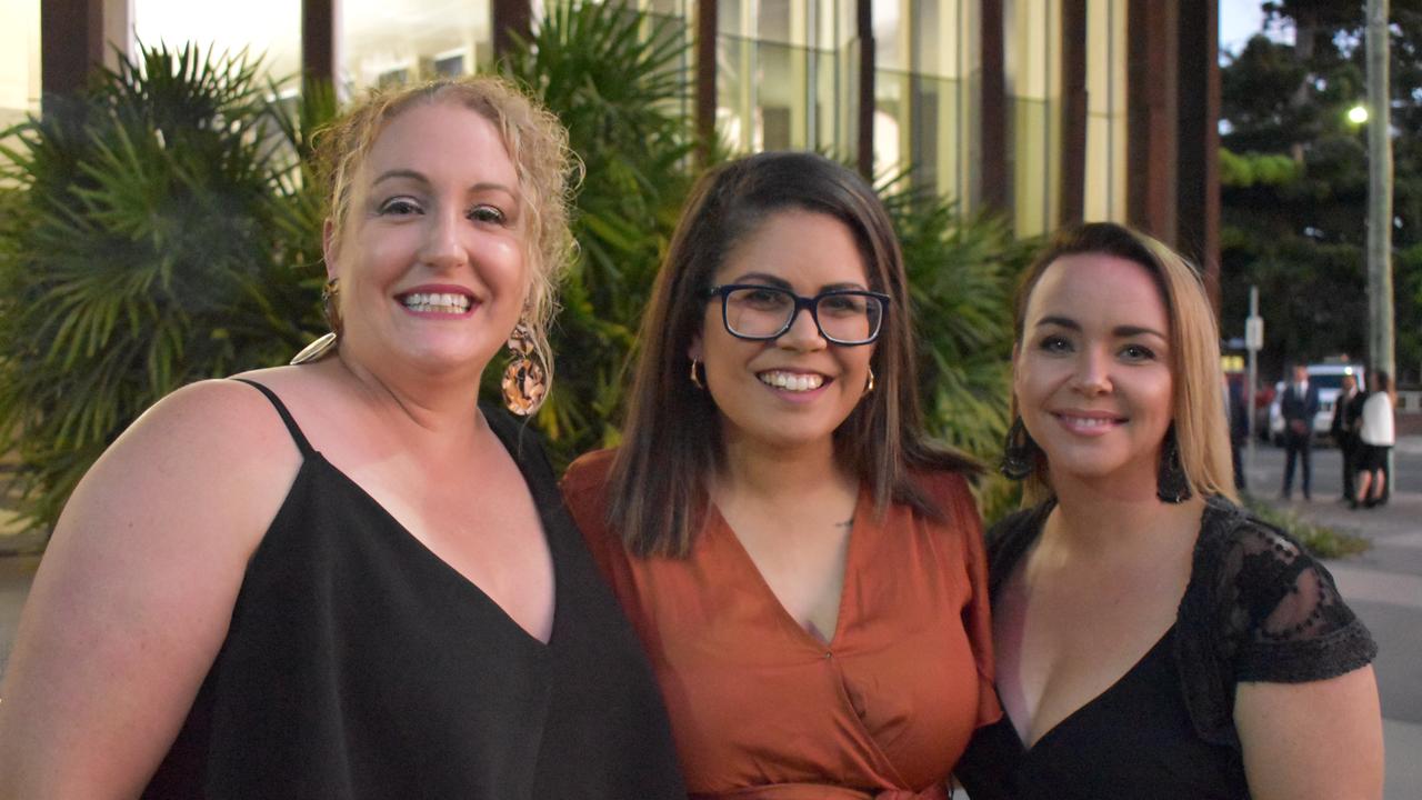 RACQ CQ Rescue representatives Naomi Noy, Caitlyn Trenaman and Paula Macey at the 2020 Queensland Mining Awards at the MECC, Mackay, on Wednesday September 23. Picture: Zizi Averill