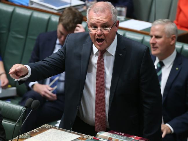 Treasurer Scott Morrison told reporters the government would not privatise the ABC. Picture: Kym Smith