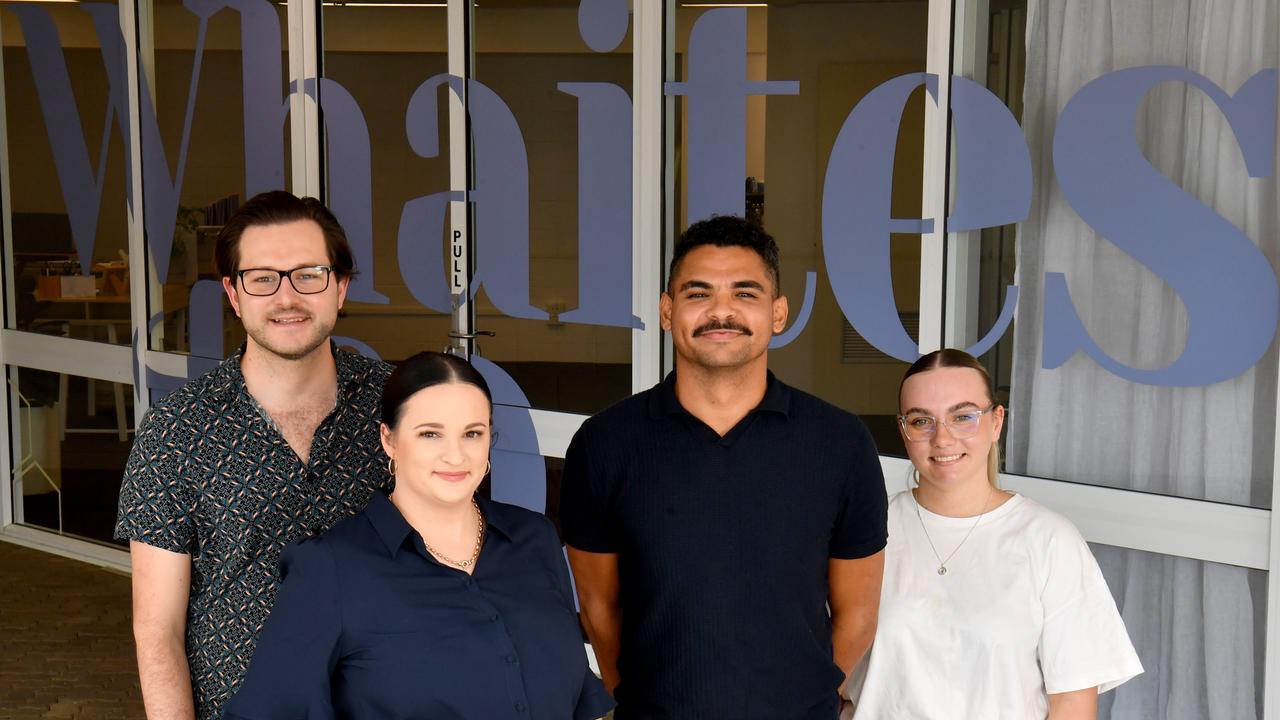 Whaites + Co principal Jess Whaites (second left) with staff members Steven Marsilio, Lucas Syer-Sailor and Lily Riley. Picture: Evan Morgan
