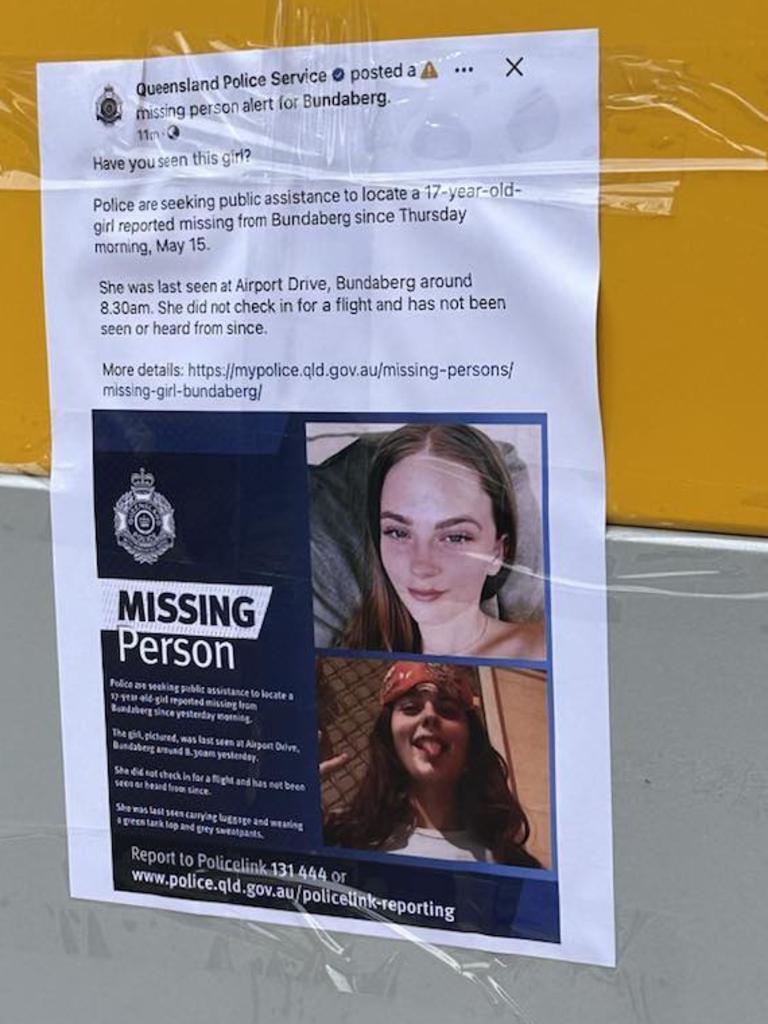 One of the 400-odd posters plastered across Bundaberg and Gin Gin following the sinister disappearance of 17-year-old Pheobe Bishop.