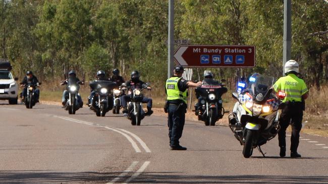 Police intercept Hells Angels bikies at Adelaide River