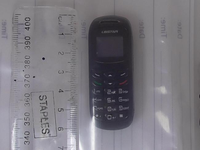 A small mobile phone found on an inmate at in the state’s mid north coast jail. Picture: Corrective Services NSW