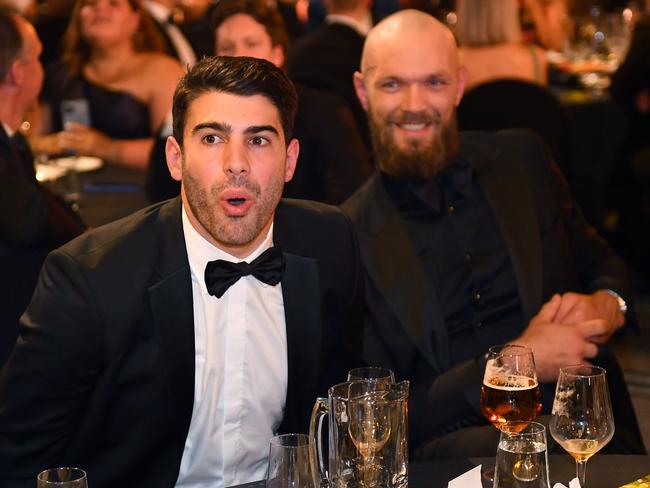 Christian Petracca and Max Gawn at the 2023 Brownlow Medal. Picture: Morgan Hancock/AFL Photos via Getty Images