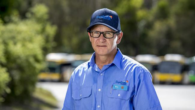 Surfside Buslines driver, Mal McPherson, at the Molendinar depot. Picture: Jerad Williams.