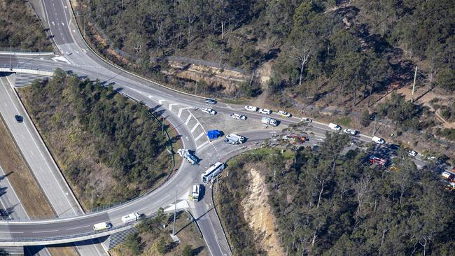 An aerial view of the crash site. Picture: NCA NewsWire / Christian Gilles