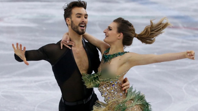 Gabriella Papadakis' left breast is revealed to the world.