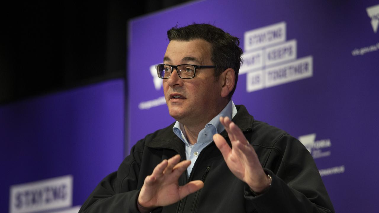 Premier Daniel Andrews updating Victorians on Saturday.Picture: Wayne Taylor / NCA Newswire