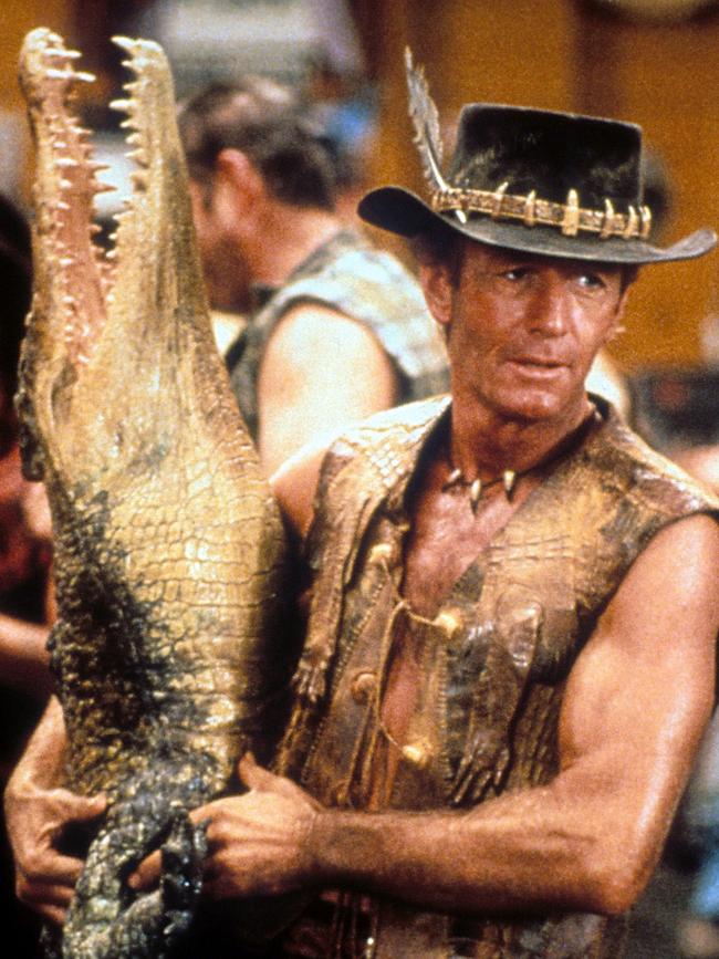 Hogan in the 1986 film Crocodile Dundee. Picture: Getty Images