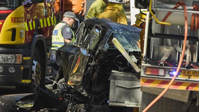 The crash scene on South Para Road in Chain of Ponds. Picture: Matt Loxton