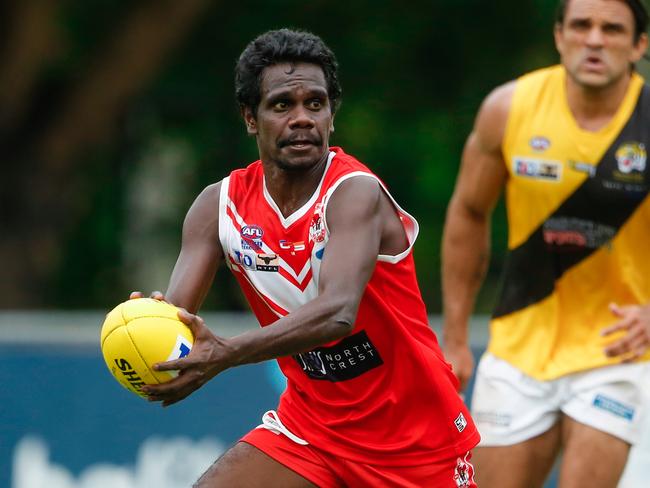 Timothy Mosquito as Waratah v Nightcliff in the Men's Premier League at Gardens Oval.Picture GLENN CAMPBELL