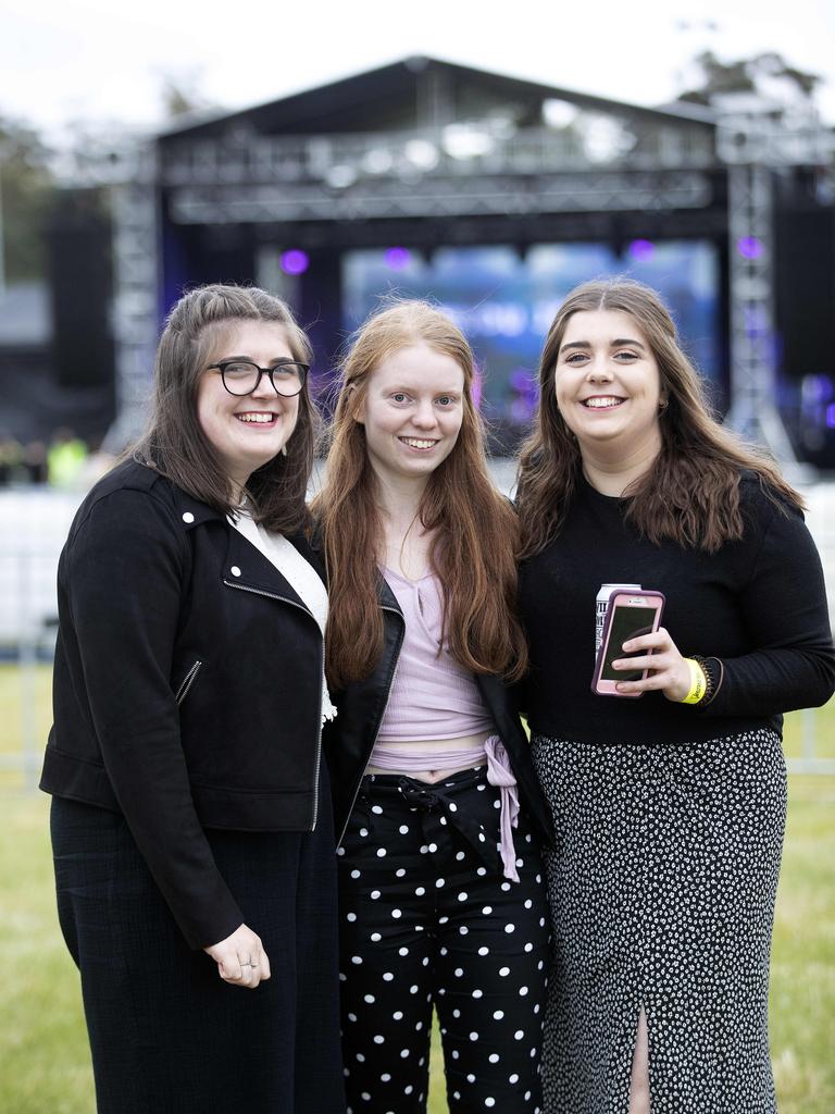 Callie Johnson, Jessica Squires and Maddie Johnson all of Hobart at the Veronicas concert, Hobart. Picture Chris Kidd