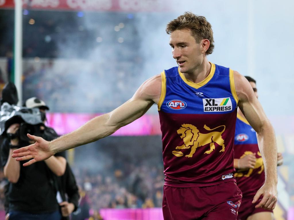 Harris Andrews says he received feedback that he “needed to chill out a bit”. Picture: Russell Freeman/AFL Photos via Getty Images