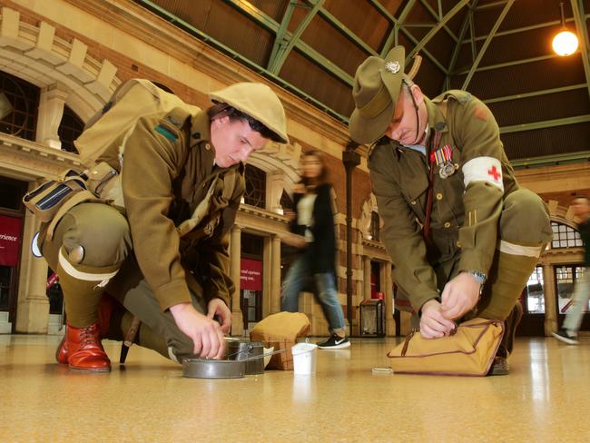 Members of the 18th Battalion Living History Group dressed in period regalia. Picture: Ross Schultz