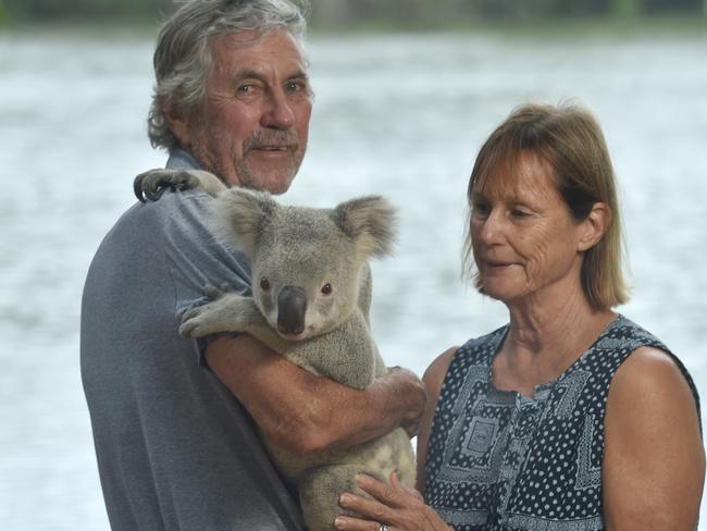 Bob and Del Flemming, with Maluka at Billabong Sanctuary which will be closing for at least four months due to coronavirus. Picture: Evan Morgan