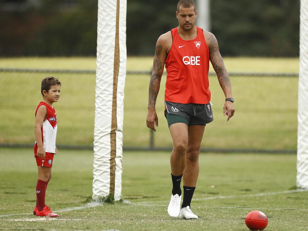 Lance Franklin has been unable to stay on the training paddock.