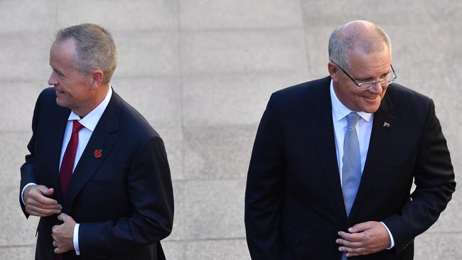 Leader of the Opposition Bill Shorten and Prime Minister Scott Morrison. Picture: AAP