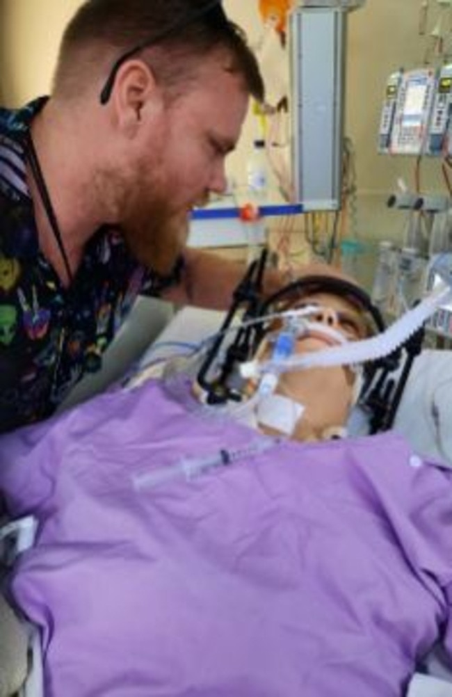 Jaidon Kirby with Stacie Chanoff while she was in hospital