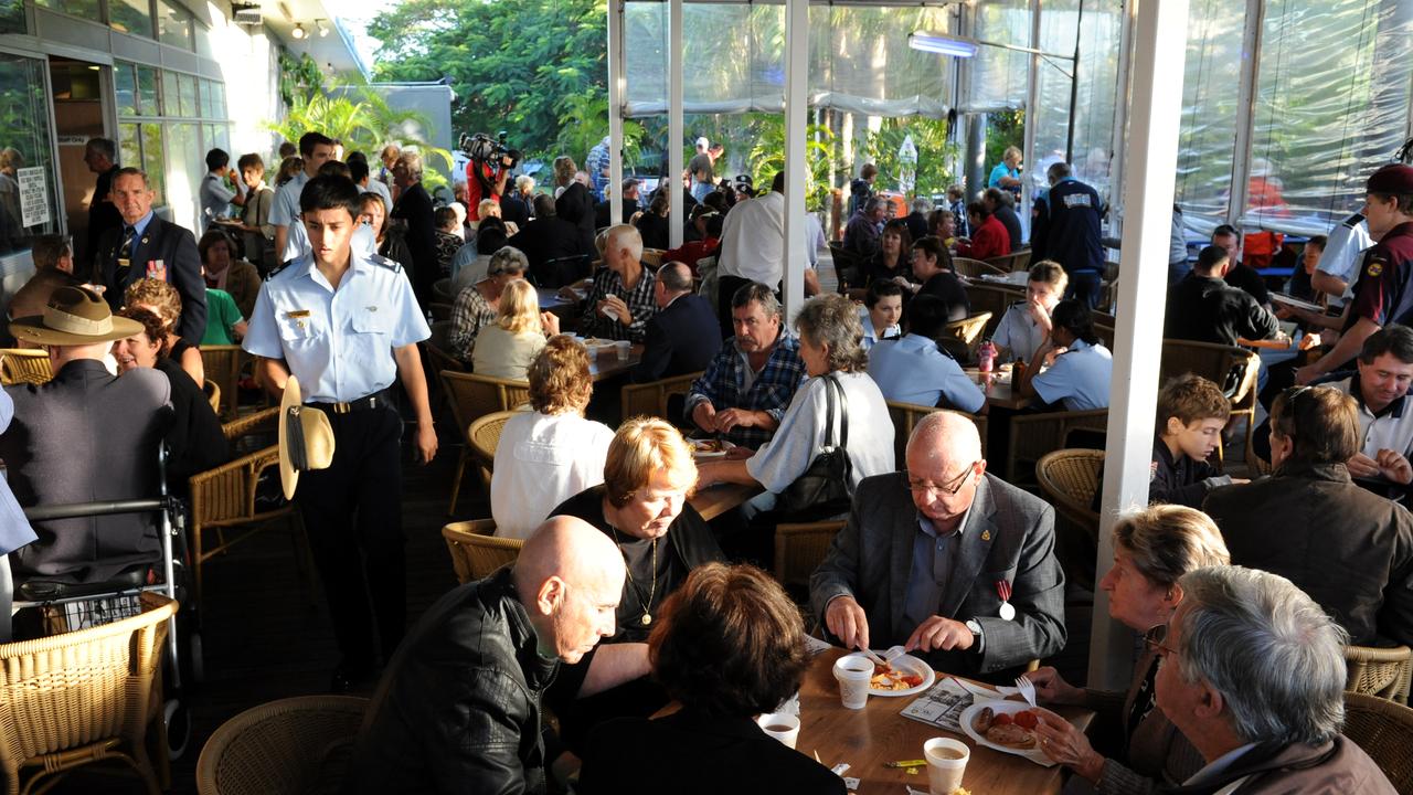 Hundreds of Veterans and guests attend the Gunfire Breakfast after the Bargara ANZAC DAY ceremony annually. Photo: Mike Knott/NewsMail