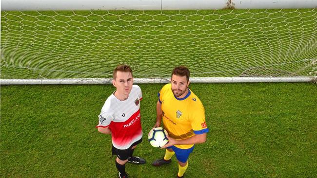 Captains Joe Hirst and Shane Dix are looking forward to their soccer clash in memory of Lachlan Wells. Picture: John McCutcheon