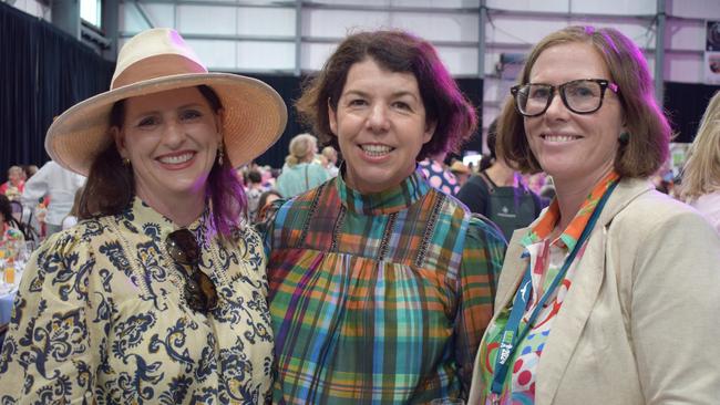 Sonay Shelley, Ainsley Macarthur and Rebecca Mohr-Bell at the Westpac High Tea at Beef Australia 2024. Picture: Aden Stokes