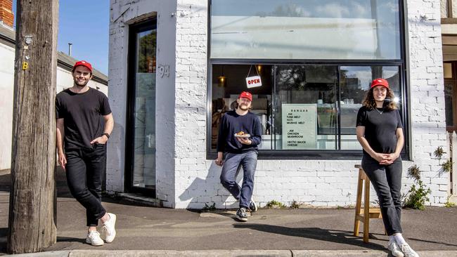 Edward Ring, Dominic and Vanessa Wilton have worked at some of Melbourne’s most iconic venues including Stokehouse, Attica and LB2 Specialty Coffee. Picture: Tim Carrafa.