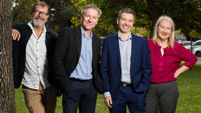 TEAM EVENT: Adelaide Festival artistic directors Neil Armfield and Rachel Healy flanking new executive directors Rob and his son Torben Brookman. Picture: MATT LOXTON