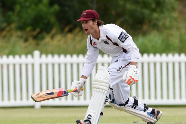 Cricket Gold Coast’s Kookaburra Cup. Day two between Mudgeeraba Nerang and Burleigh at Nerang RSL Oval. Burleigh batsman Eddie Burton in action. Picture: Steve Holland.