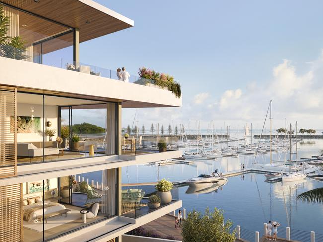 Gateway Marina artists impressions show a spectacular view from the proposed apartments over the marina.