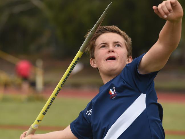 Young Jack Mogensen is the Australian Under 14 javelin champion after throwing a personal best in Sydney last month. Picture: Chris Eastman