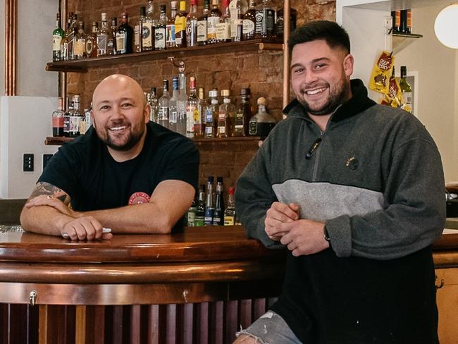 Ivy Entertainment owner Darren Brown, Project Meraki director SamStoios and chef Ned Sweet at the revamped Prince Albert Hotel on Wright St.Pics: Supplied.