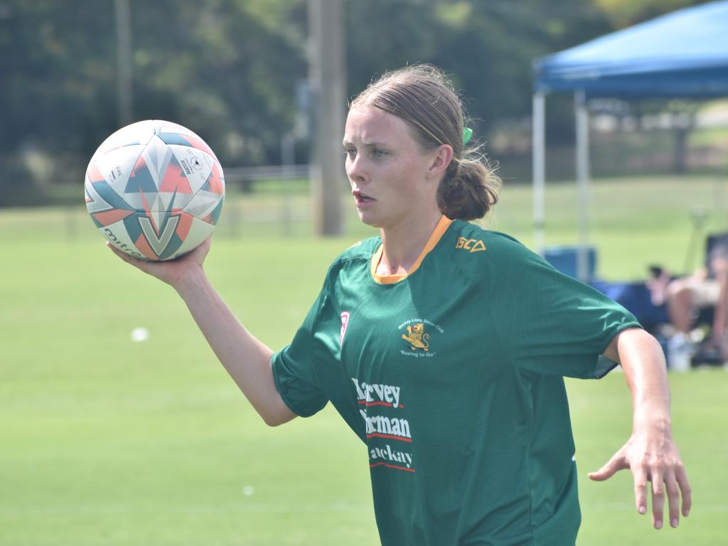 Frenchville Football six-a-side carnival, women's A final, Central versus Mackay Lions, at Jardine Park, Rockhampton, February 25, 2024.