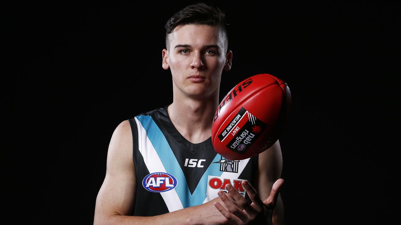 Connor Rozee after the 2018 national draft. Picture: AAP/Daniel Pockett