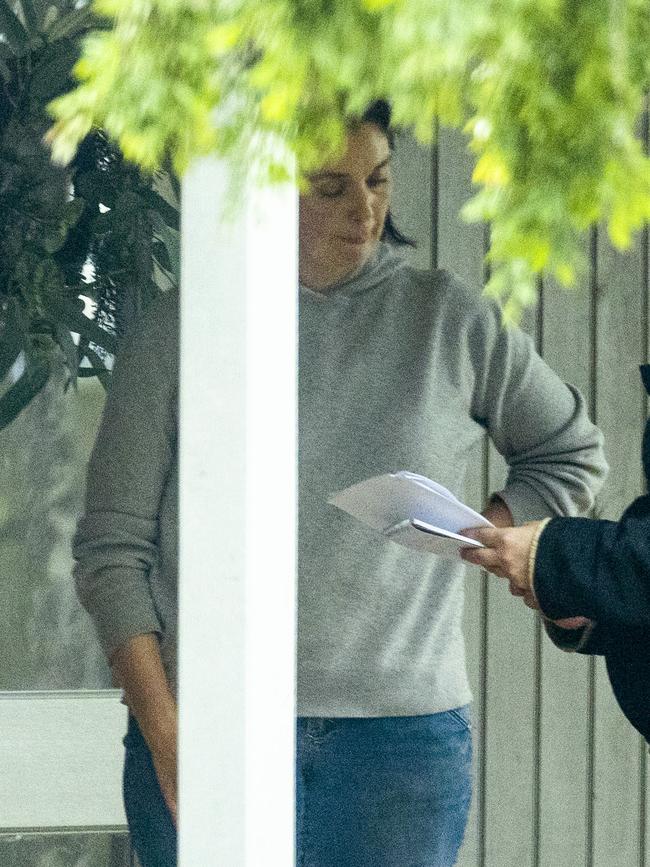 Kelly Kucan, wife of David Kucan, at the front entrance of a home near Grafton.