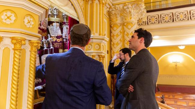 Sydney deputy lord mayor Zann Maxwell, right, visits The Great Synagogue in December. Picture: Facebook