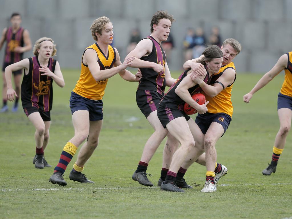 Hutchins 1st XVIII versus Scotch Oakburn in the Sports Association of Independent Schools Australian Rules grand final. Picture. PATRICK GEE