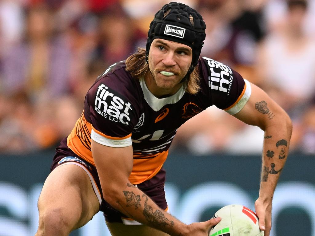 Broncos young gun Blake Mozer has bolted into contention for Brisbane’s No.9 jersey. Picture: Getty Images