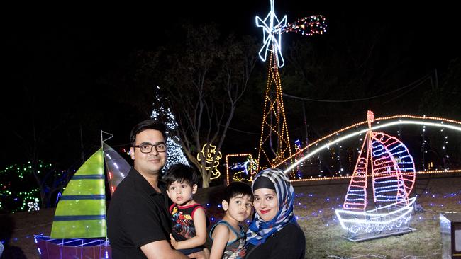 (From left) Ali, Arham, Farina and Hamza Kashif. Christmas Wonderland at the Botanical Gardens, Queens Park. Picture: Nev Madsen. Saturday 7th Dec, 2019