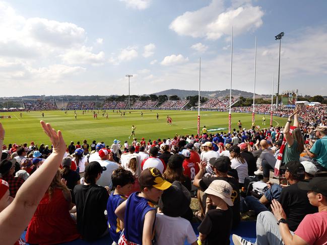 General view of the fans during the AFL Gather Round match between the Sydney Swans and West Coast Eagle at Mount Barker on April 6, 2024.  Photo by Phil Hillyard(Image Supplied for Editorial Use only - **NO ON SALES** - Â©Phil Hillyard )