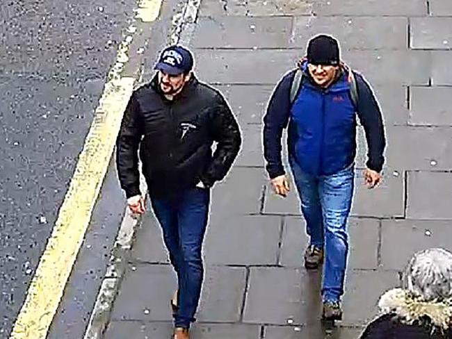 CCTV footage shows the two men walking on  Fisherton Road in Salisbury, west of London.