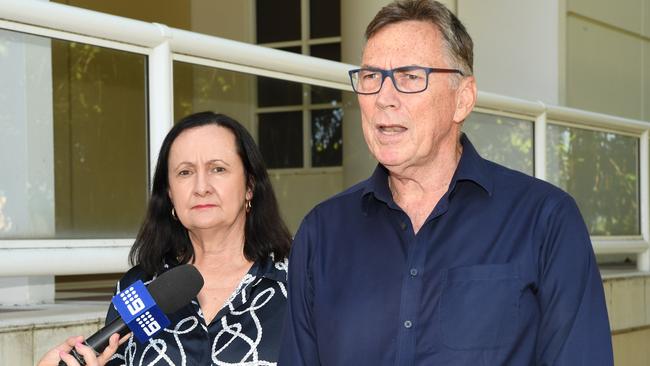 Territory Alliance's Terry Mills and Araluen MLA and Territory Alliance deputy Robyn Lambley. Picture Katrina Bridgeford.