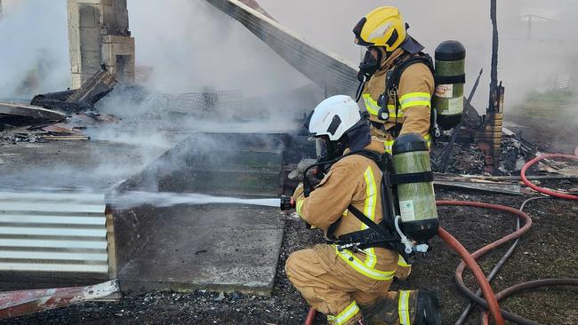 Firefighters fought the blaze but the house was destoyed. Picture: CFS