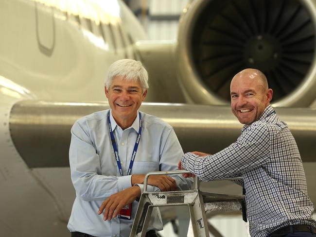 Alliance Airlines' (L-R) Managing Director Scott McMillan and CEO Lee Schofield. Picture: Lyndon Mechielsen/The Australian