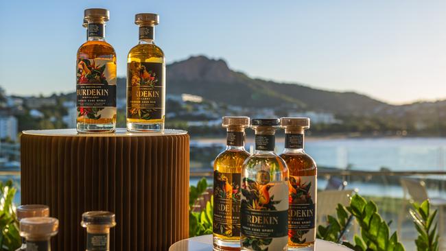 Burdekin Rum distillery’s range of products on display in Townsville. The distillery won a number of international awards for its premium aged rum at the American Distilling Institute International Spirits Competition 2024. Picture: Doug Simpson Media