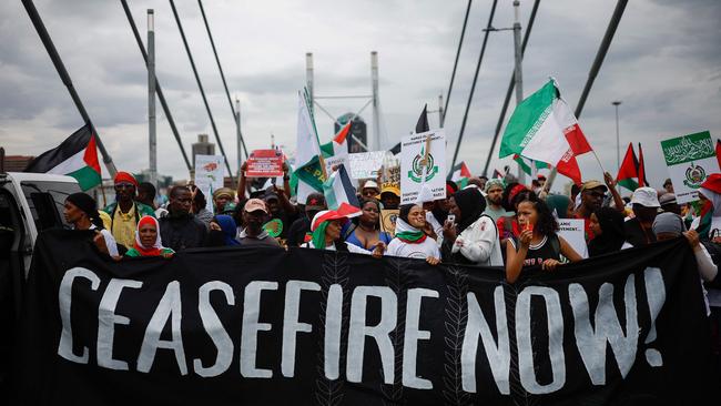 Thousands gather in Johannesburg for a pro-Palestinian demonstration organised by various political parties and trade unions. Picture: Phill Magakoe/AFP